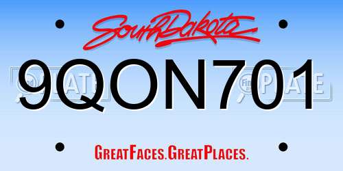 9QON701 South Dakota License Plate