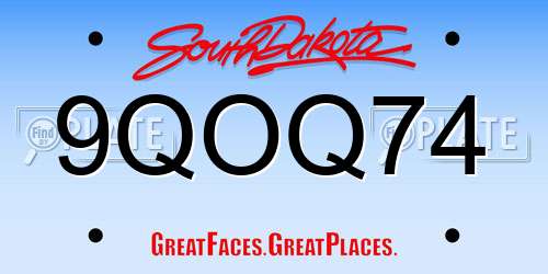 9QOQ74 South Dakota License Plate