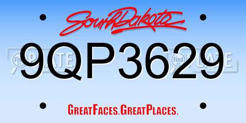 9QP3629 South Dakota License Plate