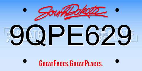 9QPE629 South Dakota License Plate