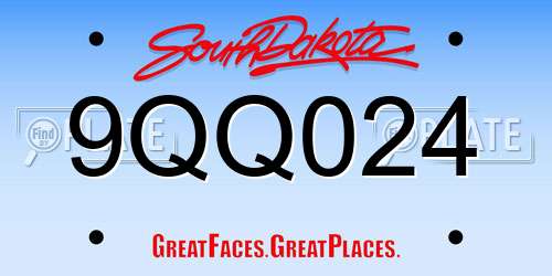 9QQ024 South Dakota License Plate