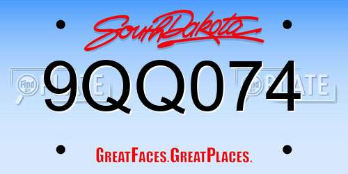 9QQ074 South Dakota License Plate