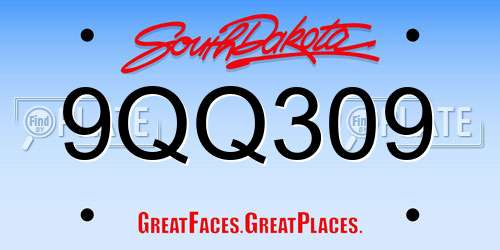 9QQ309 South Dakota License Plate
