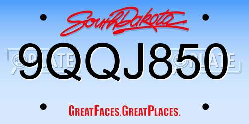 9QQJ850 South Dakota License Plate