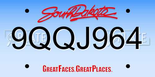 9QQJ964 South Dakota License Plate