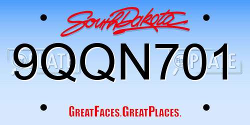 9QQN701 South Dakota License Plate