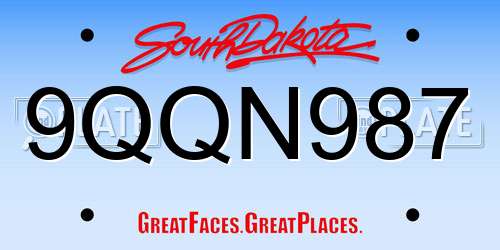 9QQN987 South Dakota License Plate