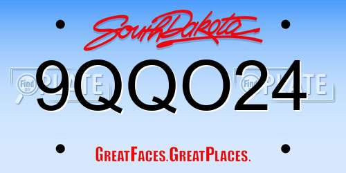 9QQO24 South Dakota License Plate