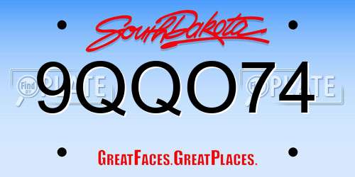 9QQO74 South Dakota License Plate