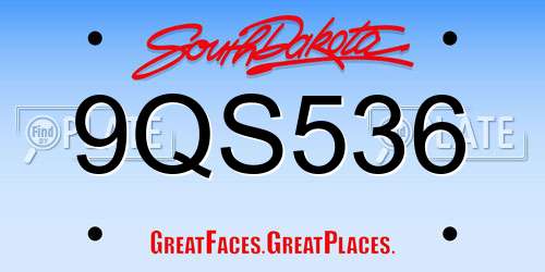 9QS536 South Dakota License Plate
