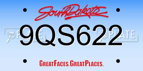 9QS622 South Dakota License Plate