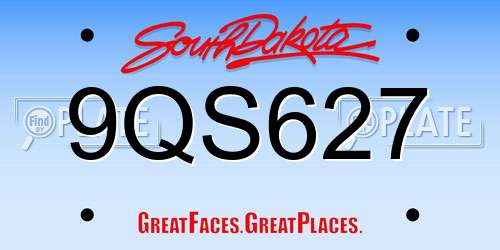 9QS627 South Dakota License Plate