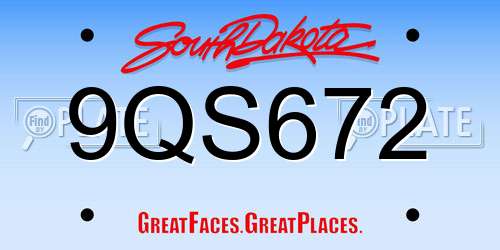9QS672 South Dakota License Plate