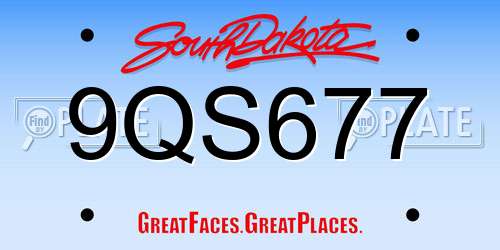 9QS677 South Dakota License Plate