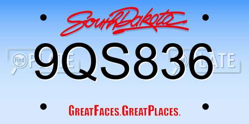 9QS836 South Dakota License Plate