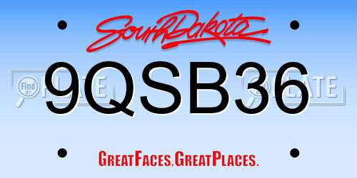 9QSB36 South Dakota License Plate
