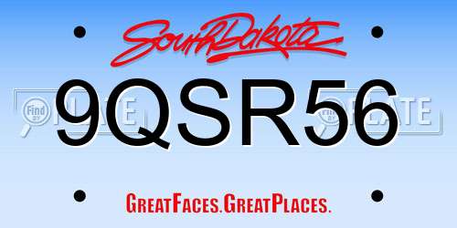 9QSR56 South Dakota License Plate