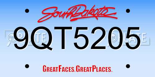 9QT5205 South Dakota License Plate