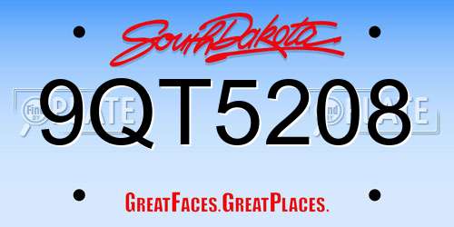 9QT5208 South Dakota License Plate