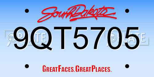 9QT5705 South Dakota License Plate