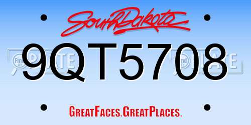9QT5708 South Dakota License Plate
