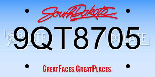 9QT8705 South Dakota License Plate