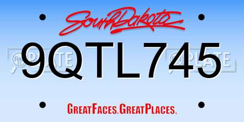 9QTL745 South Dakota License Plate