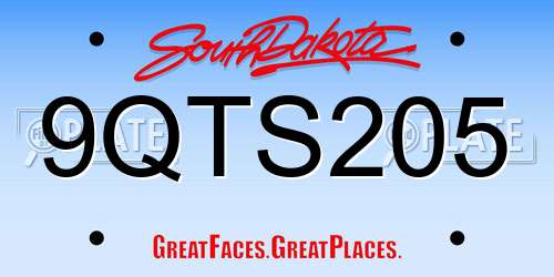 9QTS205 South Dakota License Plate