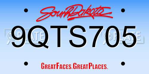 9QTS705 South Dakota License Plate