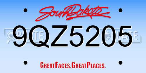 9QZ5205 South Dakota License Plate