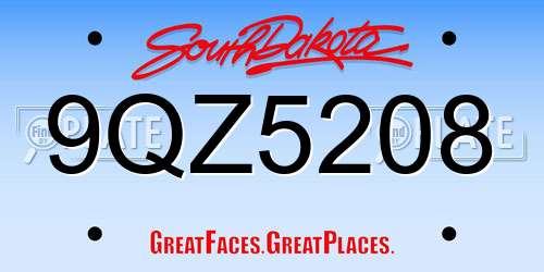 9QZ5208 South Dakota License Plate