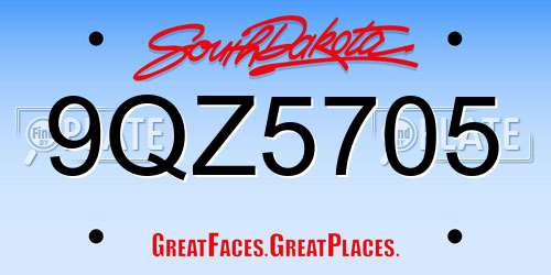 9QZ5705 South Dakota License Plate
