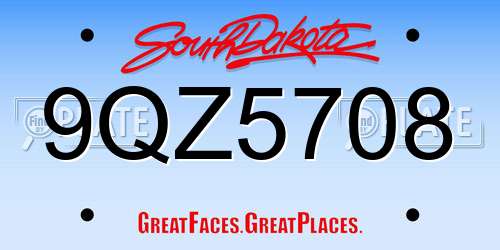 9QZ5708 South Dakota License Plate