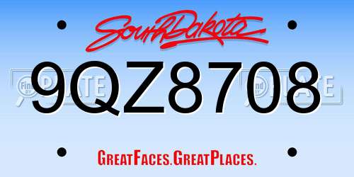 9QZ8708 South Dakota License Plate
