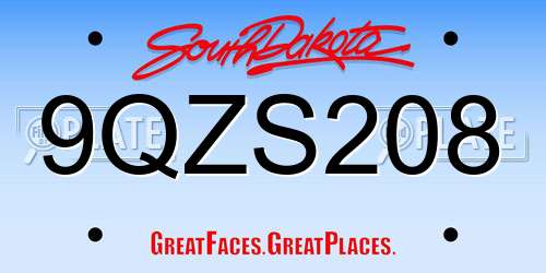 9QZS208 South Dakota License Plate