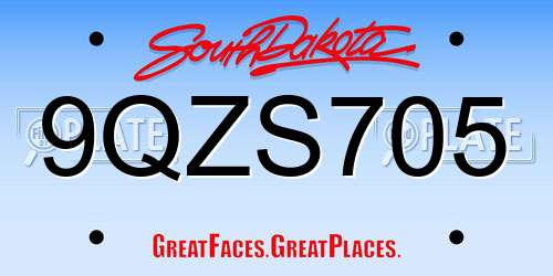 9QZS705 South Dakota License Plate