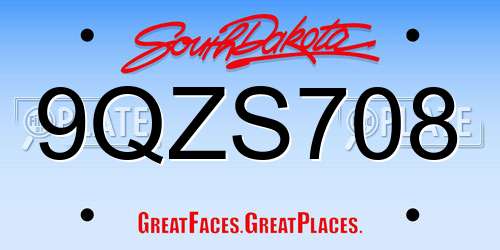 9QZS708 South Dakota License Plate