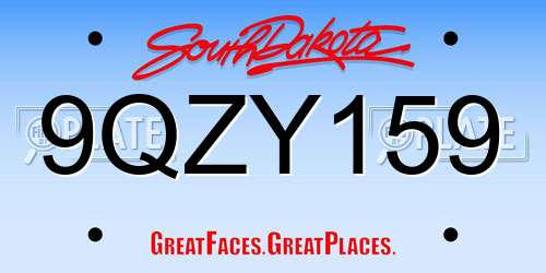 9QZY159 South Dakota License Plate