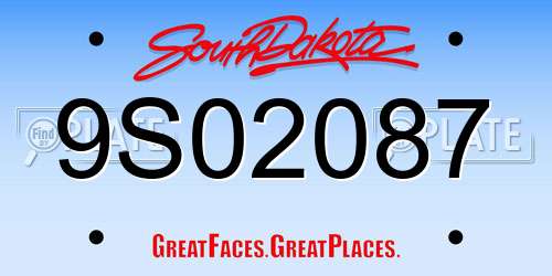9S02087 South Dakota License Plate