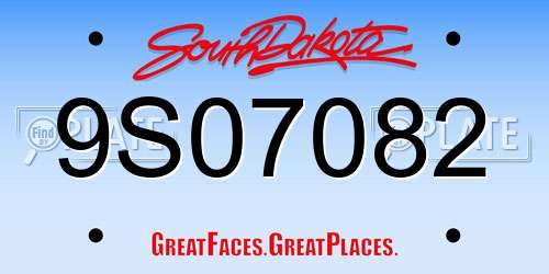 9S07082 South Dakota License Plate