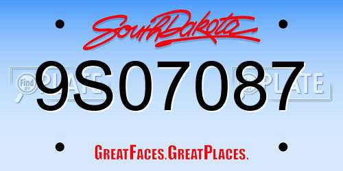 9S07087 South Dakota License Plate