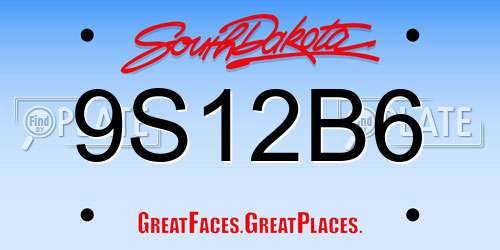 9S12B6 South Dakota License Plate