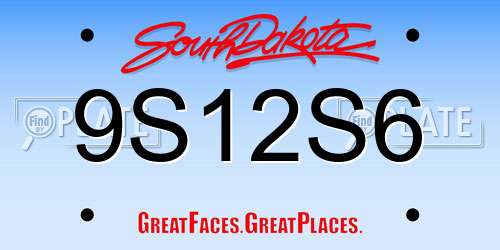 9S12S6 South Dakota License Plate