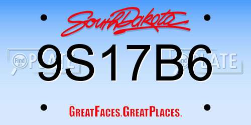 9S17B6 South Dakota License Plate
