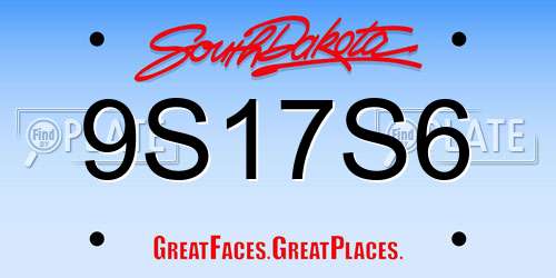 9S17S6 South Dakota License Plate