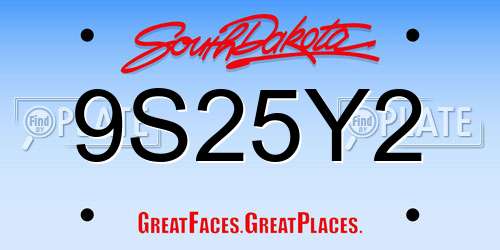 9S25Y2 South Dakota License Plate
