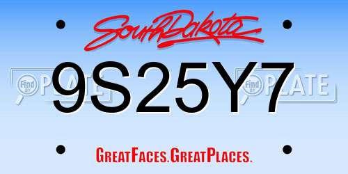 9S25Y7 South Dakota License Plate