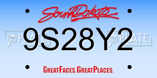 9S28Y2 South Dakota License Plate