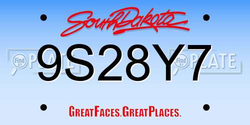 9S28Y7 South Dakota License Plate