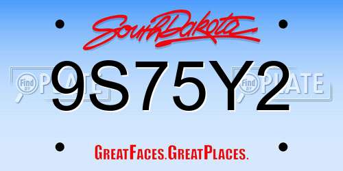 9S75Y2 South Dakota License Plate